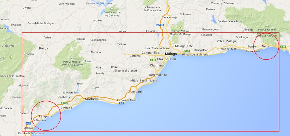 We cover all the Costa del Sol from Estepona to Nerja